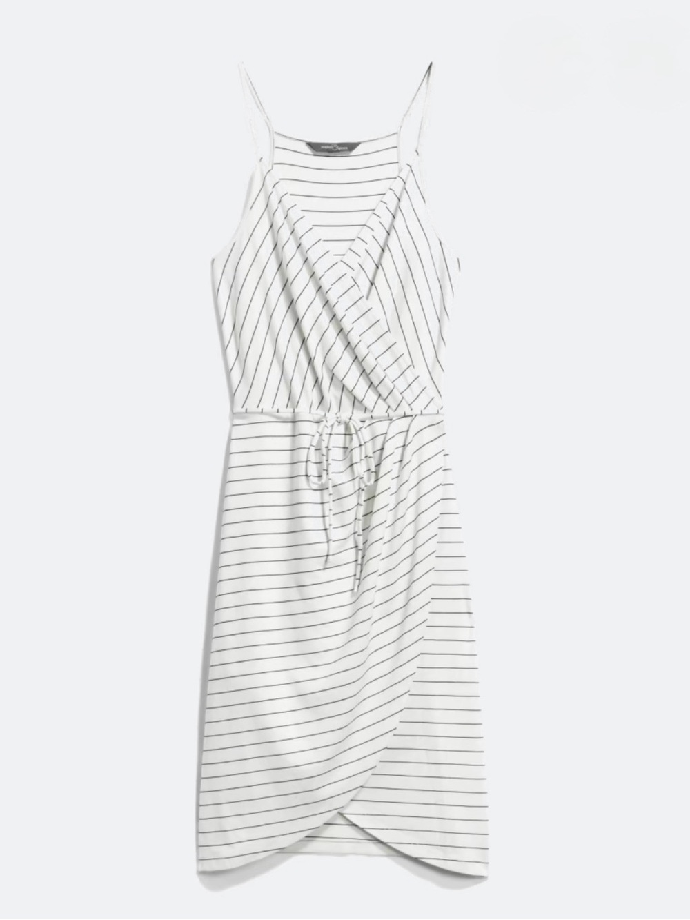 Market & Spruce Cream Midi Wrap Dress with Black Stripes